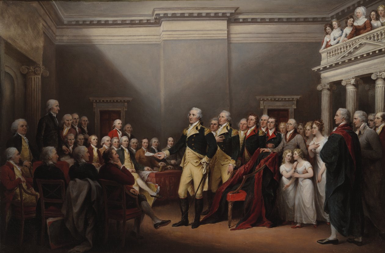 George Washington lemondása 1783. december 23-án, 1822 körül alkotó: John Trumbull