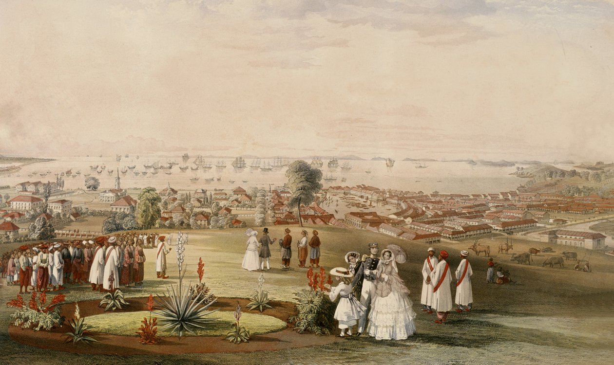 Szingapúr kilátása Fort Canningből, 1846 (wc papíron) alkotó: John Turnbull Thomson