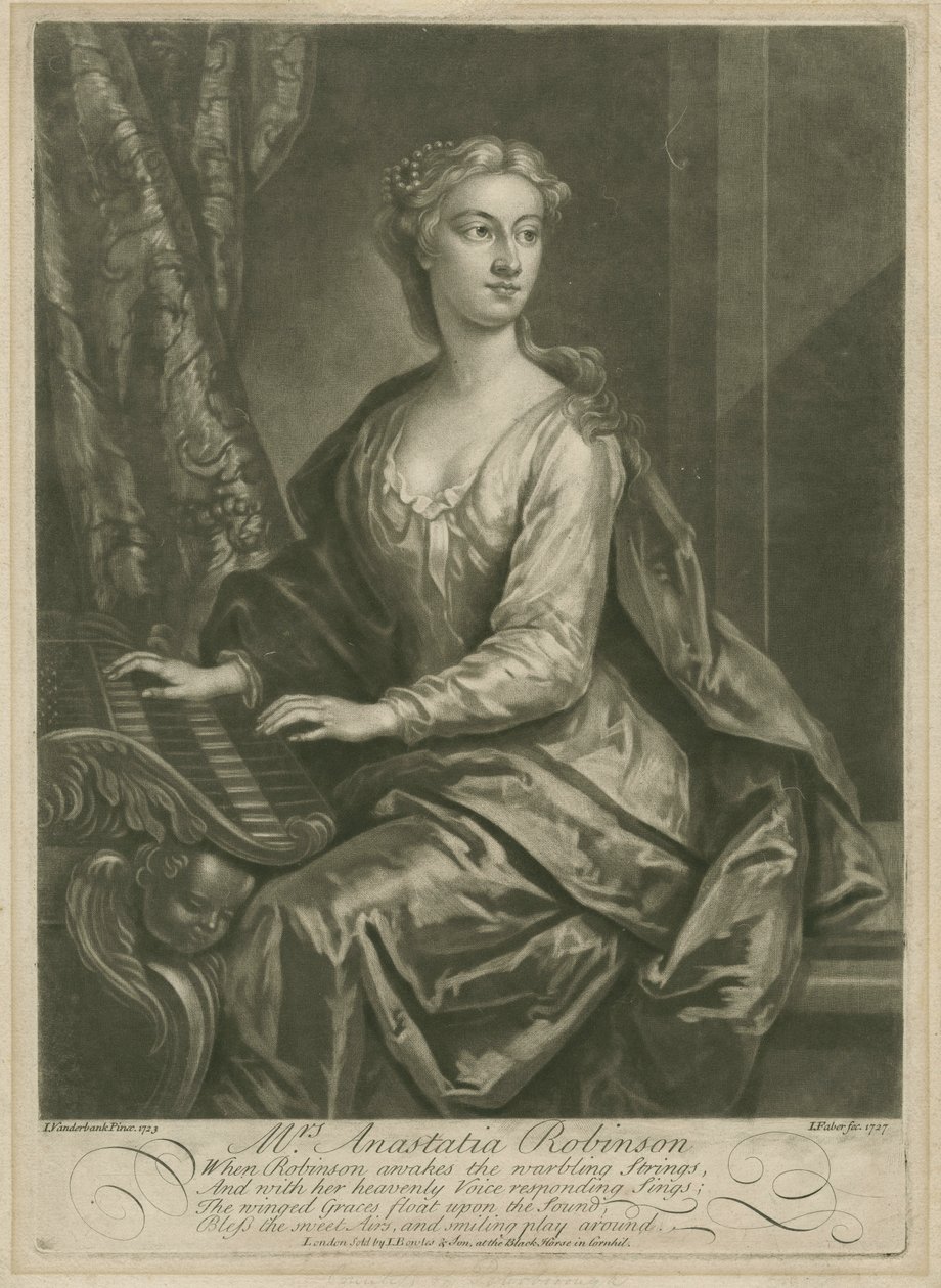 Mrs. Anastasia Robinson, metszet: Ifjabb John Faber (1695-1756 körül), 1727 (metszet) alkotó: John Vanderbank