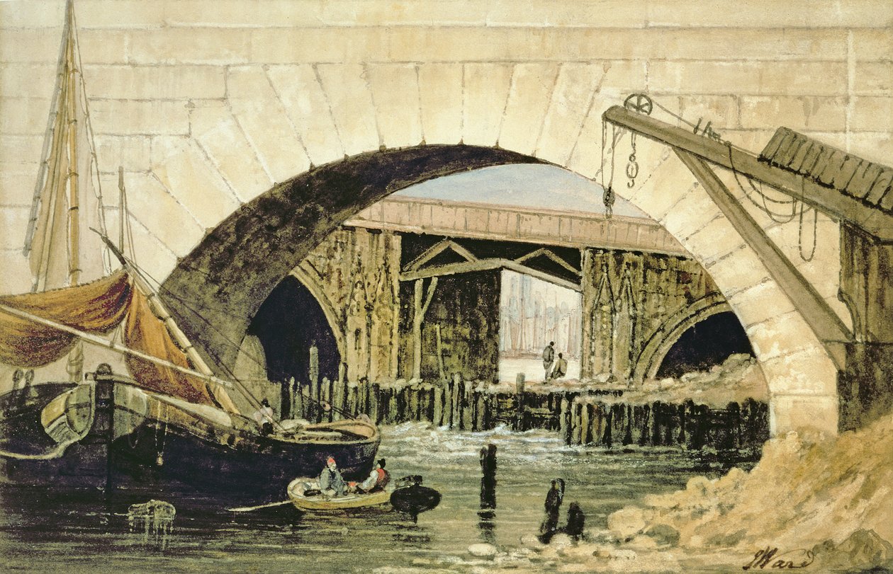 A New London Bridge közelében kikötött uszályok alkotó: John Ward