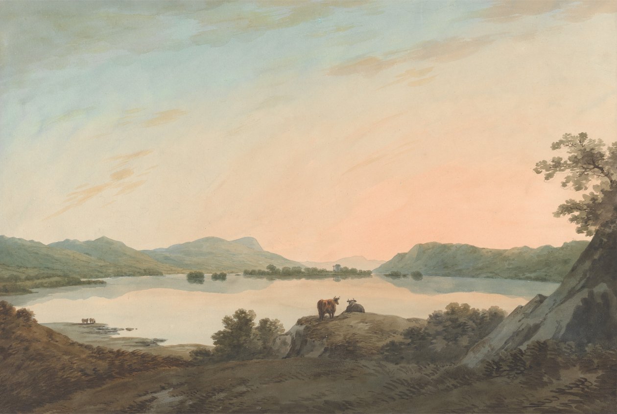 Windermere -tó Calgarthból Belle -szigettel alkotó: John Warwick Smith