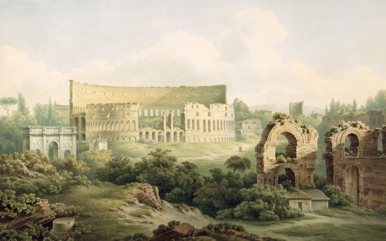 A Colosseum, Róma, 1802 (wc grafit fölött, szőtt papíron) alkotó: John Warwick Smith