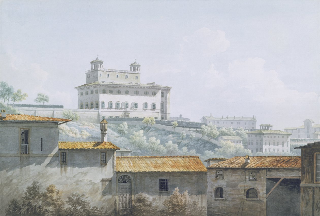 A Villa Medici, Róma, 1784 (wc grafit felett, papíron) alkotó: John Warwick Smith