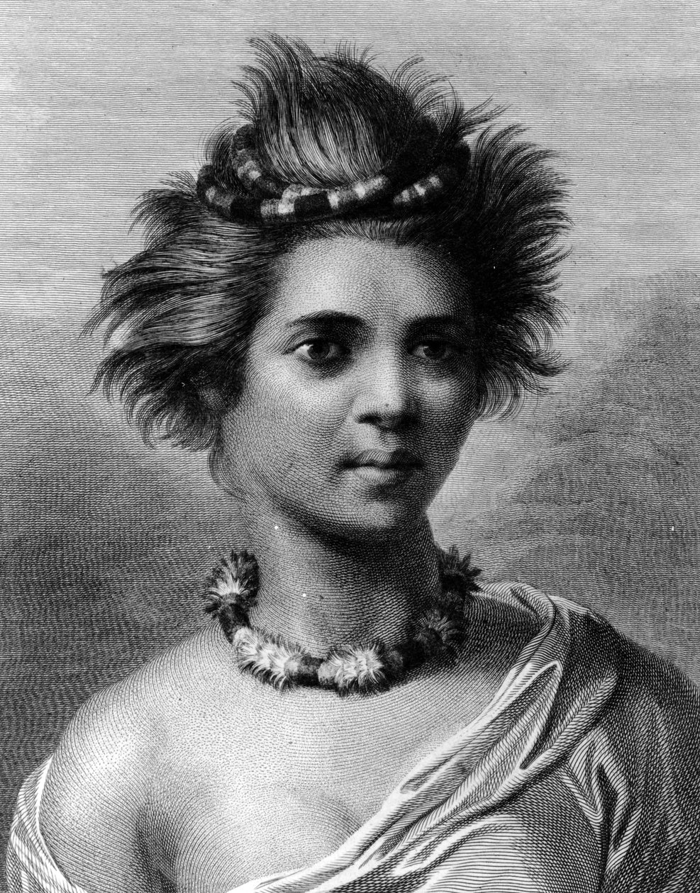 Egy fiatal nő a Sandwich-szigetekről, illusztráció az „Utazás a csendes-óceáni térségbe” című könyvből, John Keyse Sherwin metszetével, 1784 alkotó: John Webber