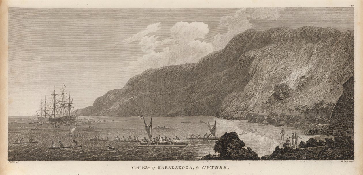 Kilátás Karakokooa -ra, Owyhee -ben. alkotó: John Webber