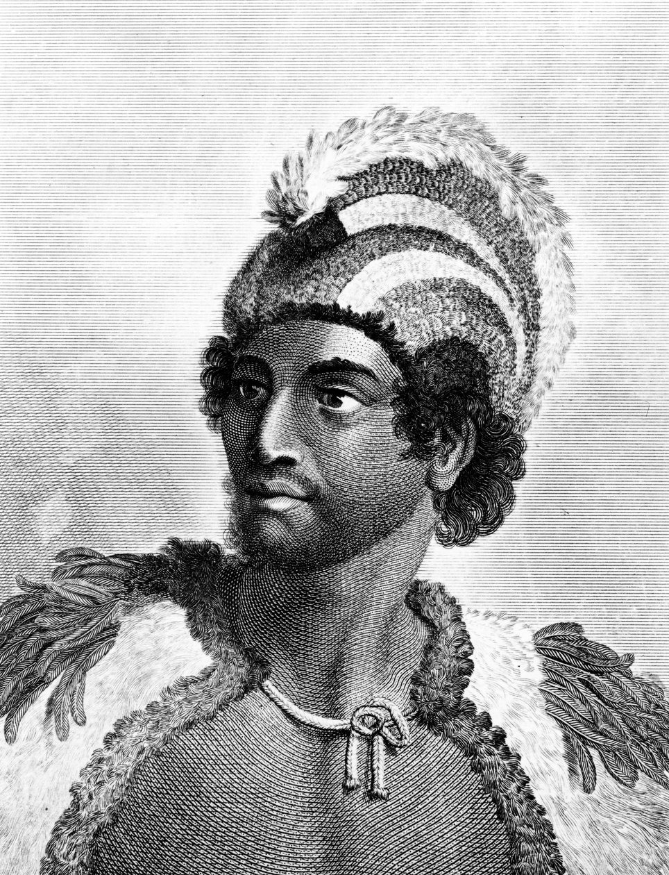 Kaneena, a Csendes-óceán északi részén fekvő Sandwich-szigetek vezetőjének portréja, amelyet Ambrose William Warren metszett alkotó: John Webber