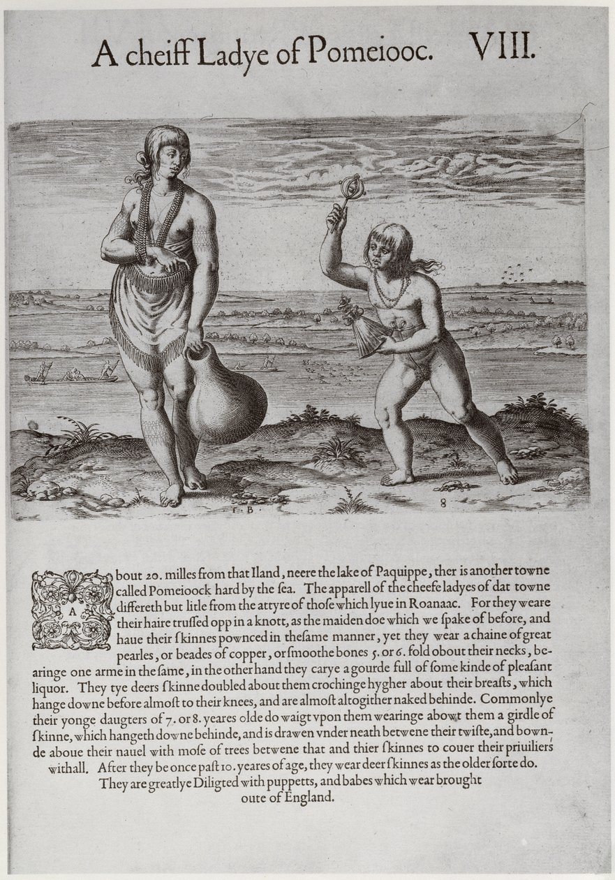 Theodor de Bry (1528-1598) által metszett indiai nő és fiatal lány alkotó: John White