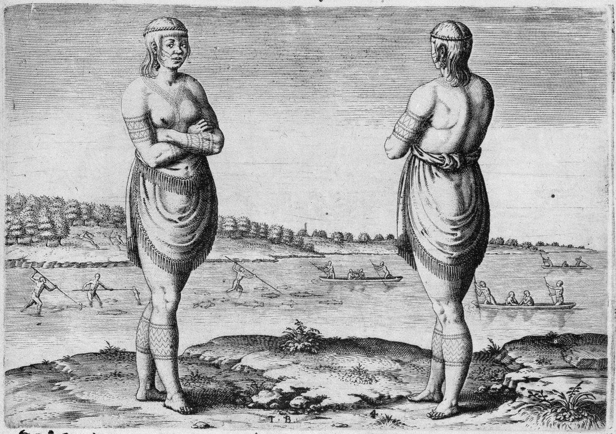 Secotoni indiai nő, Theodor de Bry (1528-1598) metszetével alkotó: John White