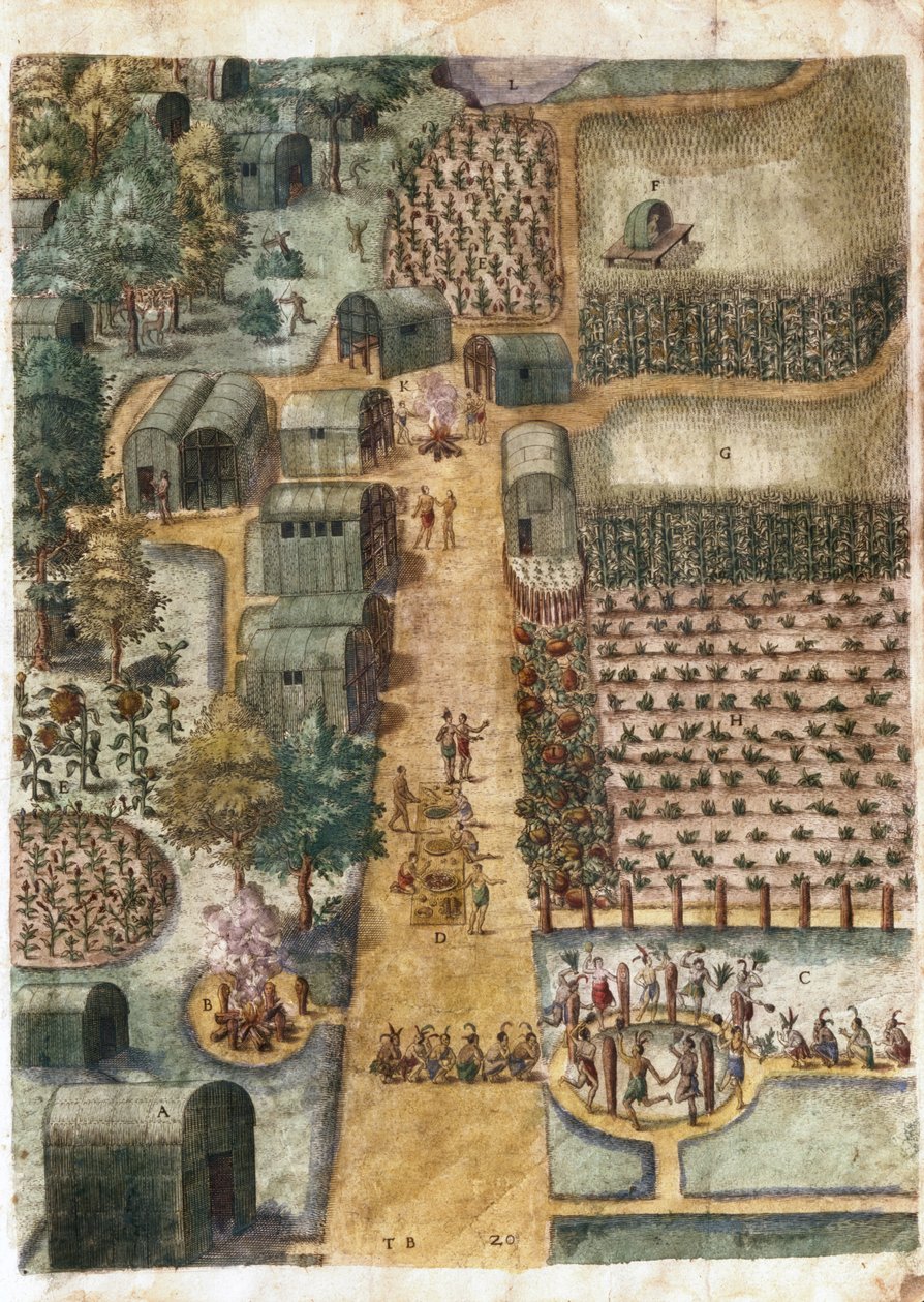 Secoton indiai falu, 1570-80 körül (lásd 1692) alkotó: John White