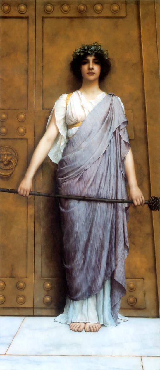 A templom kapujában alkotó: John William Godward