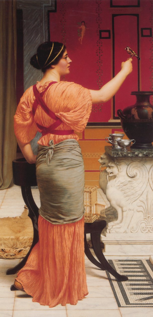 Leszbia a verebjével alkotó: John William Godward