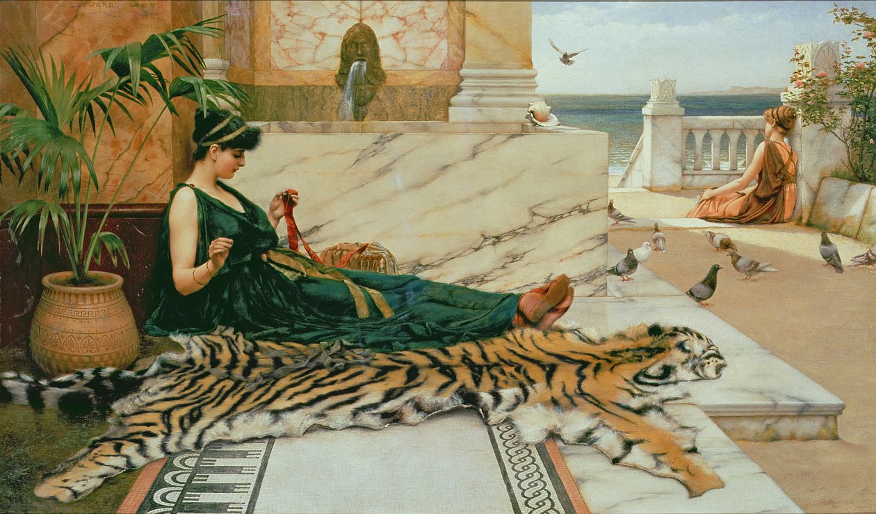A tigrisbőr, 1895 körül alkotó: John William Godward