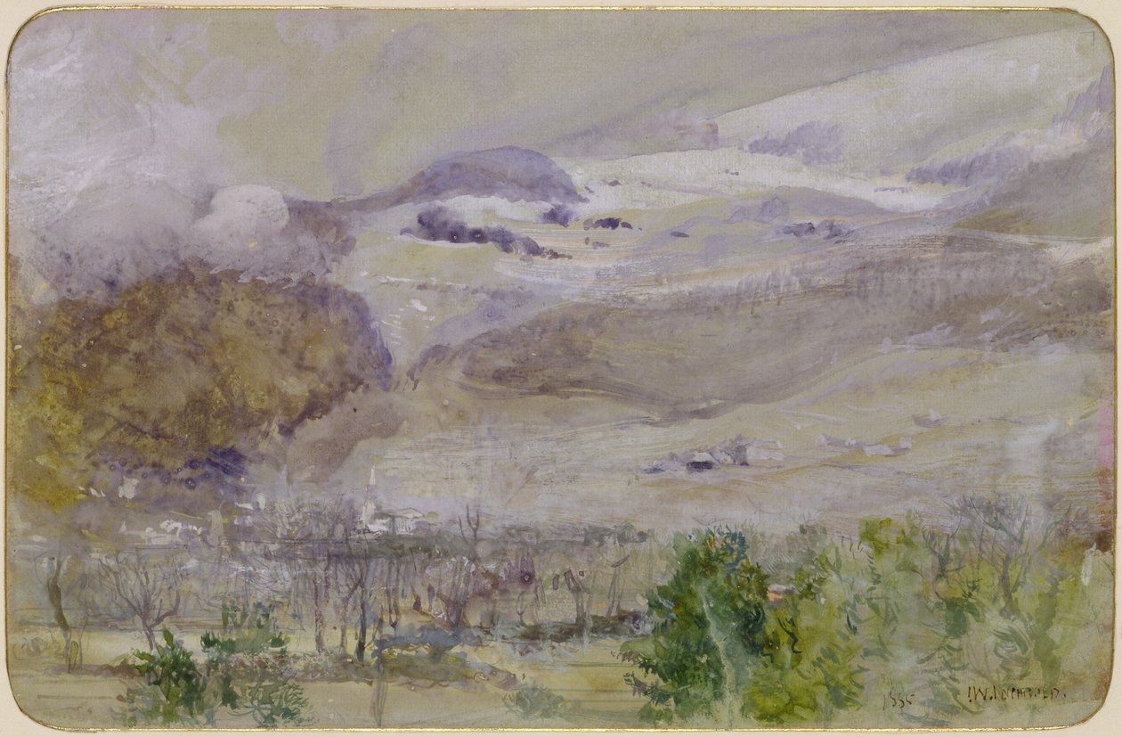 Svájci völgyi táj, 1885 (wc és gouache papíron) alkotó: John William Inchbold