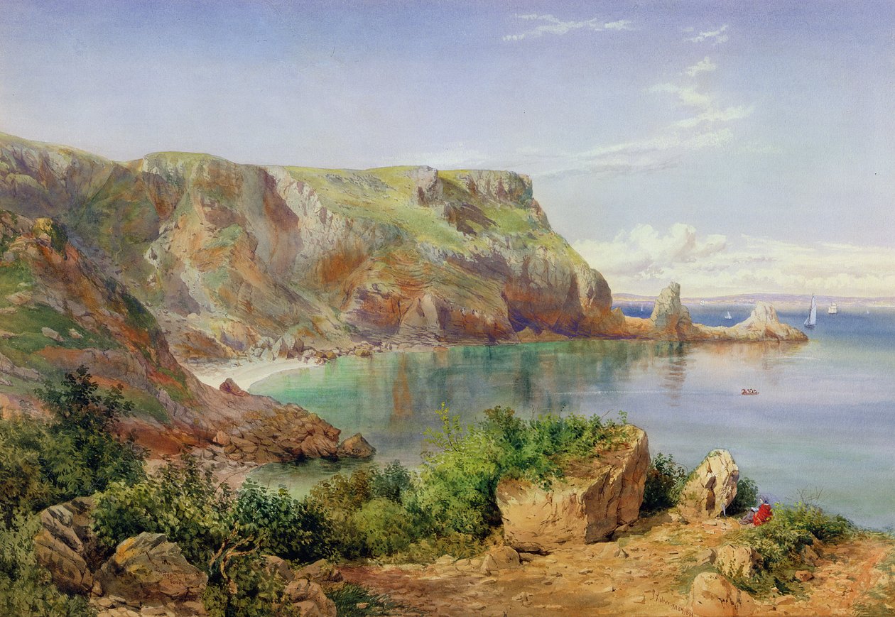 Ansteys Cove, Babbacombe, Devon, 1861 (ceruza és WC papíron) alkotó: John William Salter