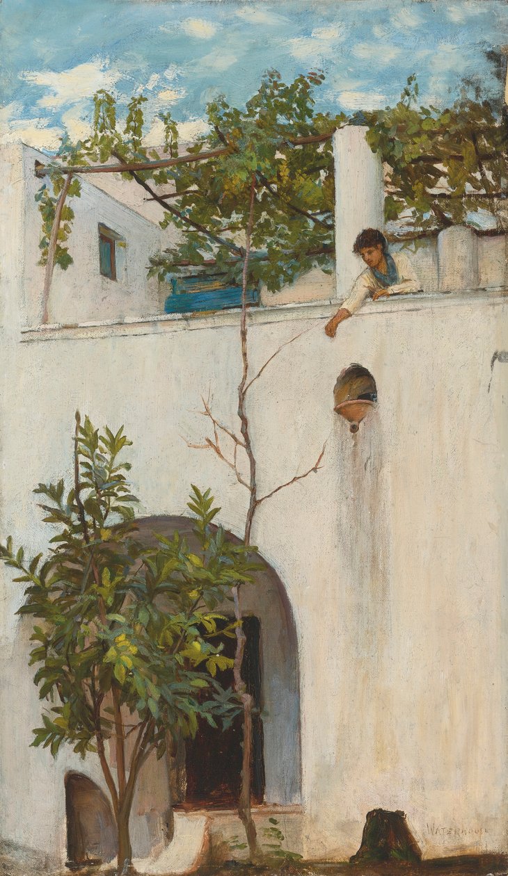 Hölgy az erkélyen, Capri alkotó: John William Waterhouse
