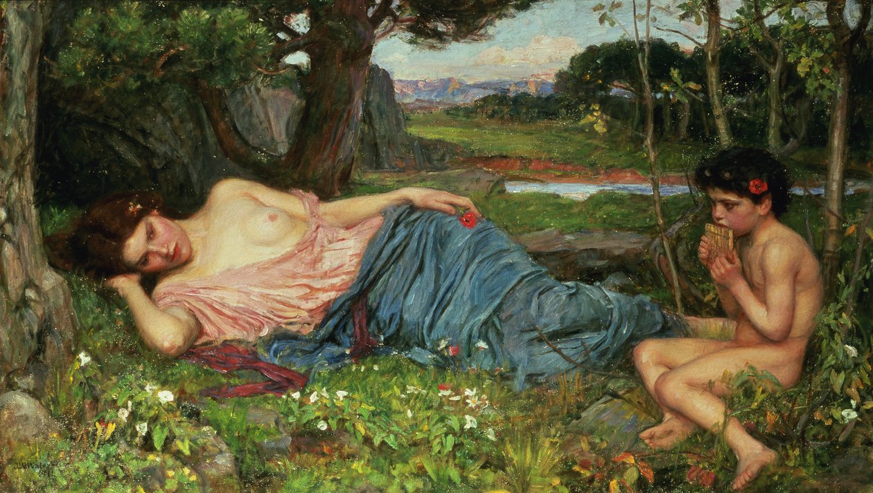 Hallgassa meg a Sweet Pipings-emet, 1911 alkotó: John William Waterhouse