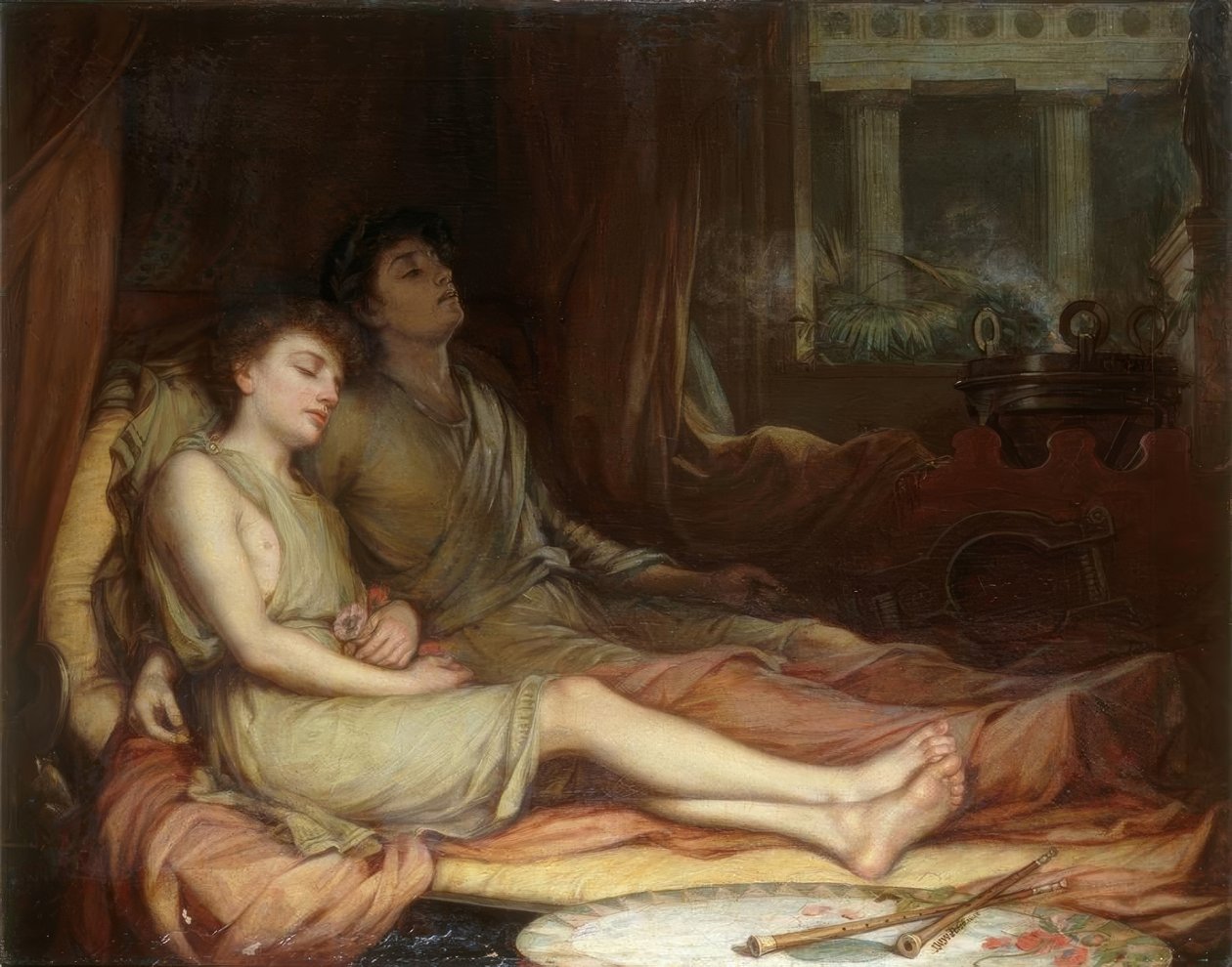 Az alvás és a féltestvére halála alkotó: John William Waterhouse