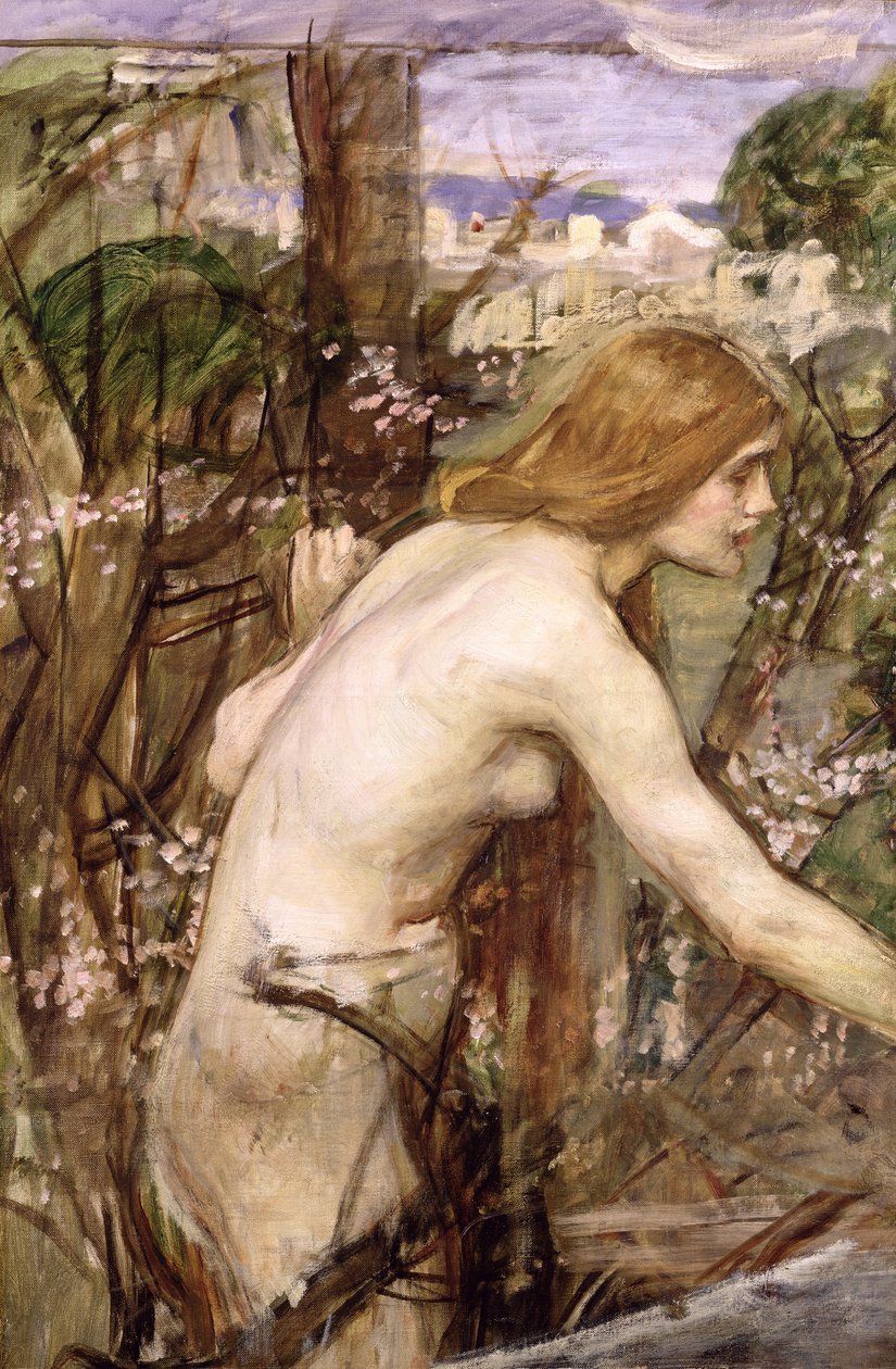 Virágszedő (olaj, vászon a fedélzeten) alkotó: John William Waterhouse