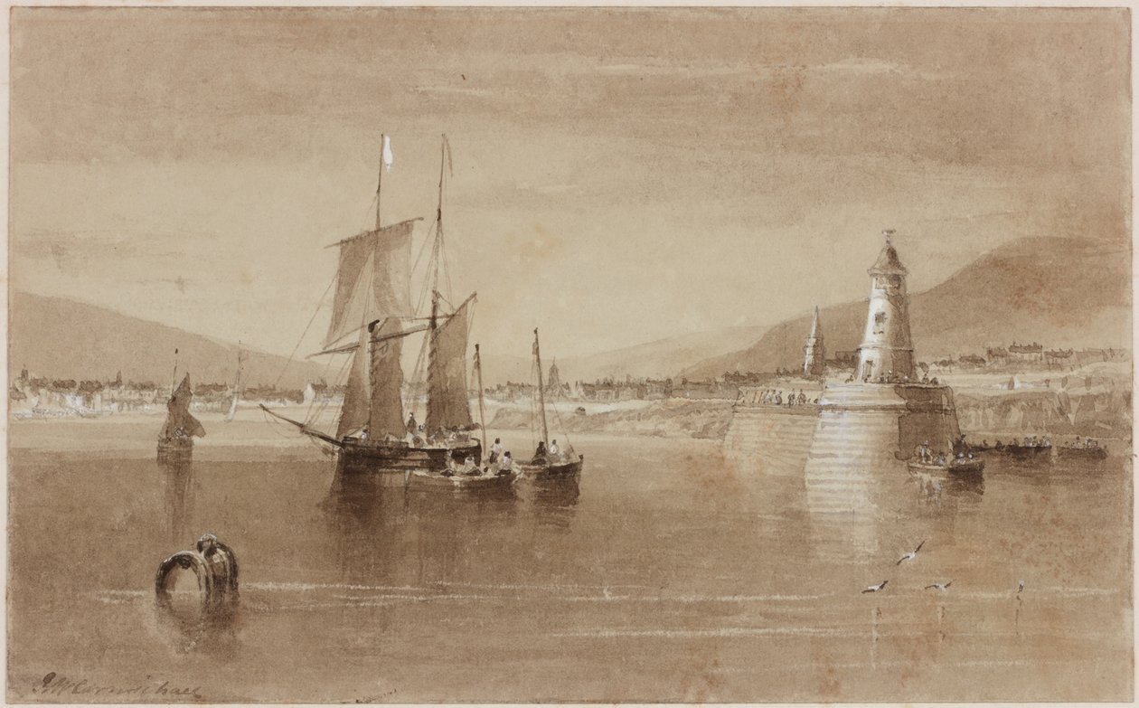 Berwick on Tweed (tinta (szépia) papíron) alkotó: John Wilson Carmichael