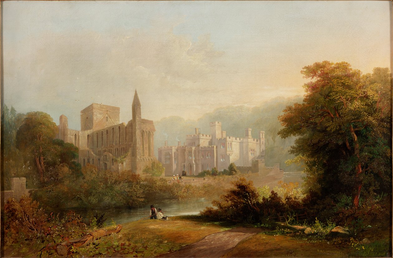 Brinkburn Grange és a Brinkburn Priory romjai, 1834 alkotó: John Wilson Carmichael