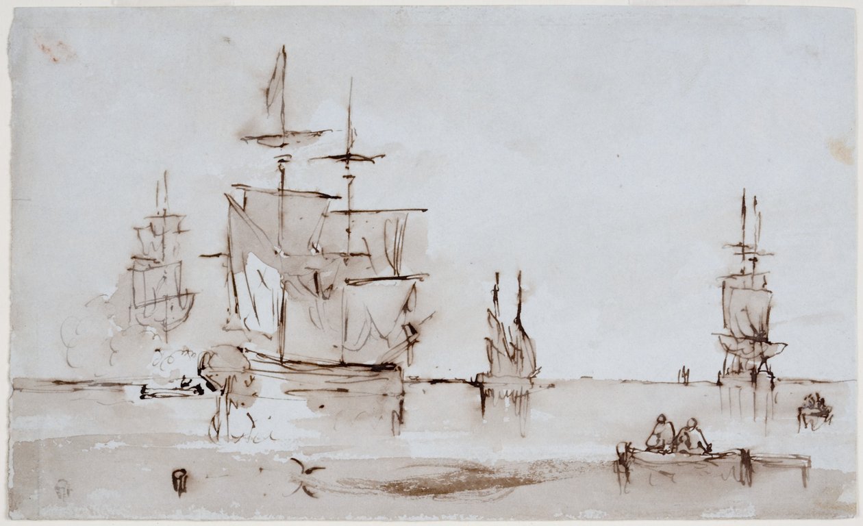 Kompozíciós tanulmány egy tengeri tájhoz (tinta (mosás)) alkotó: John Wilson Carmichael