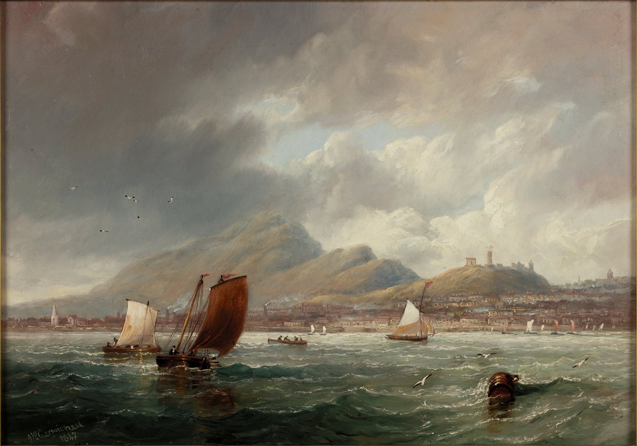 Leith és Edinburgh a Firth of Forthból, 1847 alkotó: John Wilson Carmichael
