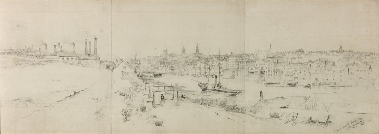 Newcastle a déli partról (ceruza papíron (hat darab papíron)) alkotó: John Wilson Carmichael