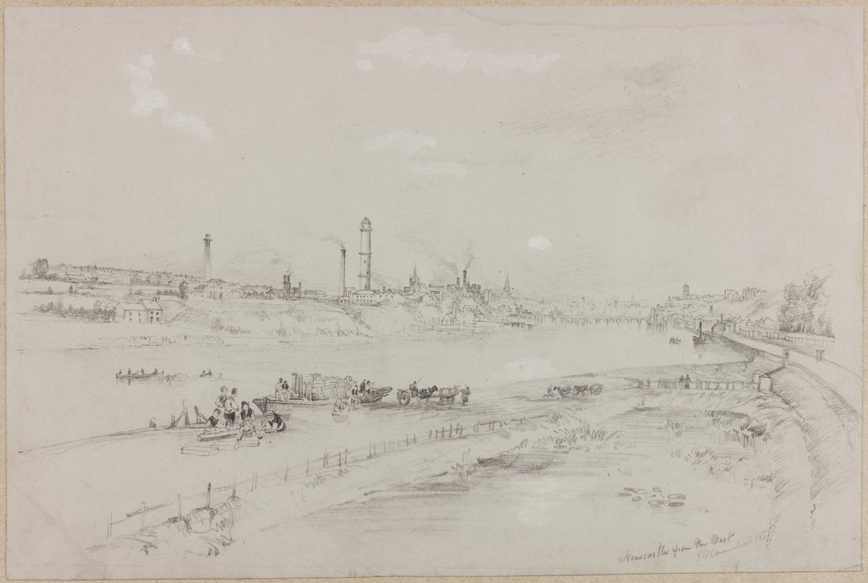 Newcastle upon Tyne nyugatról, 1837 (bc és ceruza, papír) alkotó: John Wilson Carmichael
