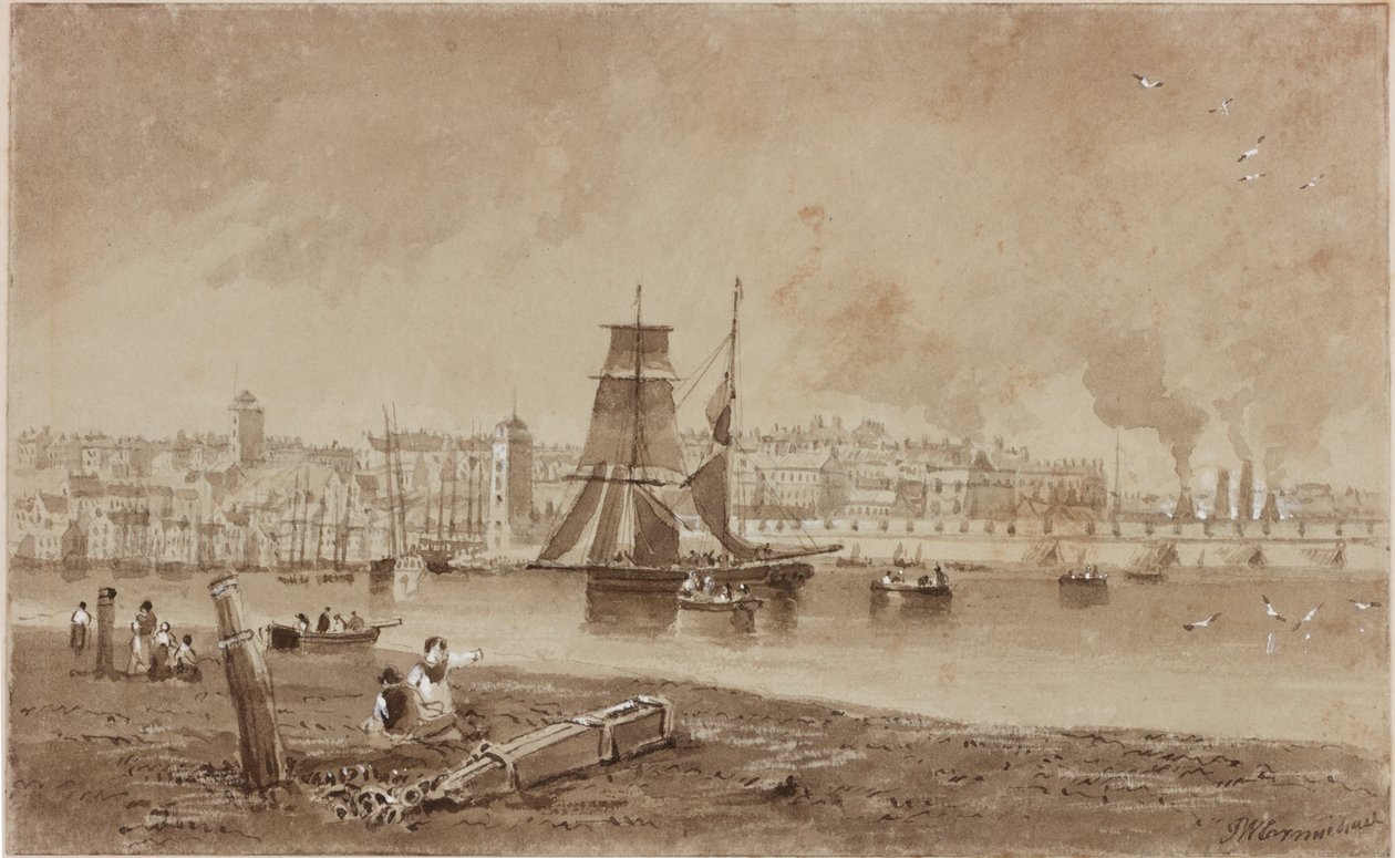 North Shields (tinta (barna) papíron) alkotó: John Wilson Carmichael