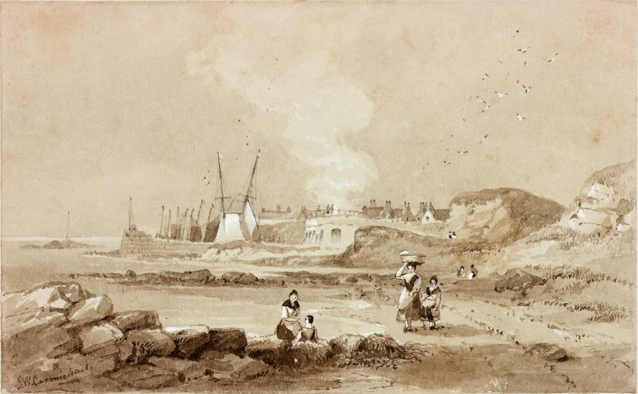 North Sunderland, Northumberland (tinta (szépia) papíron) alkotó: John Wilson Carmichael