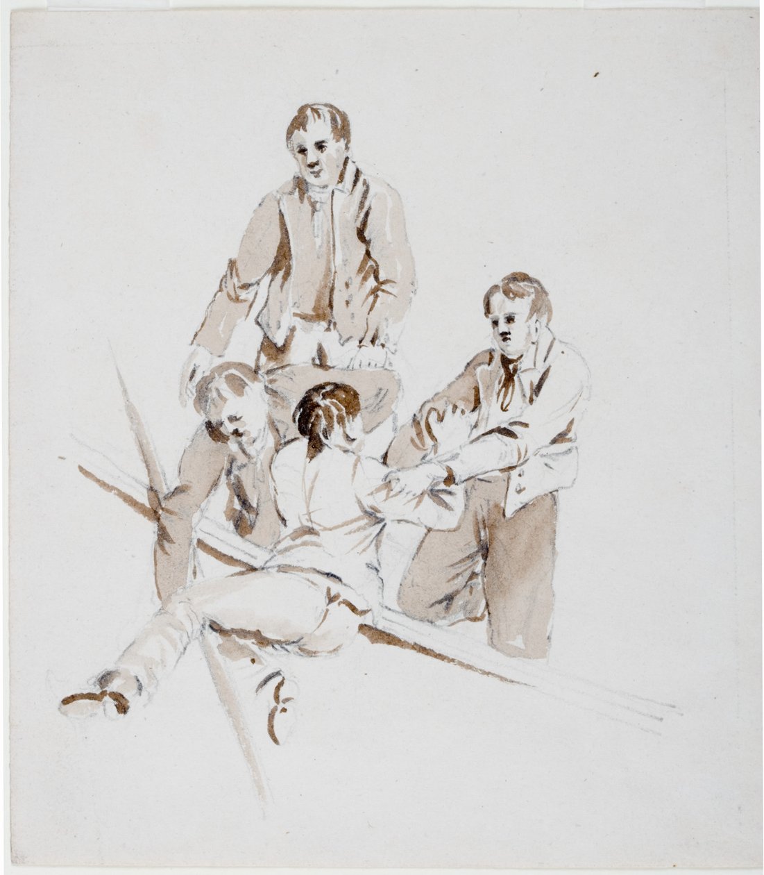 Tengerészek tanulmánya (ceruza és akvarell papíron) alkotó: John Wilson Carmichael