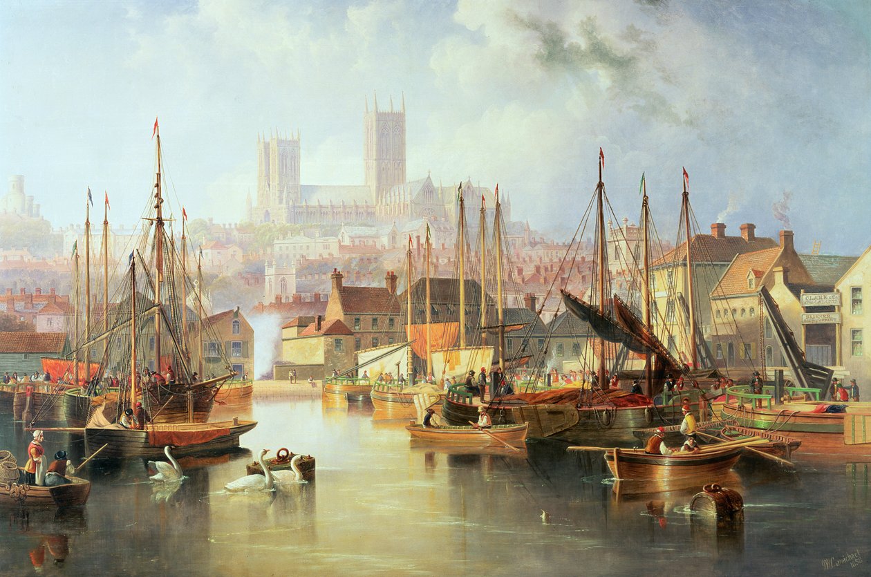 A Brayford Pool és a Lincoln-katedrális alkotó: John Wilson Carmichael