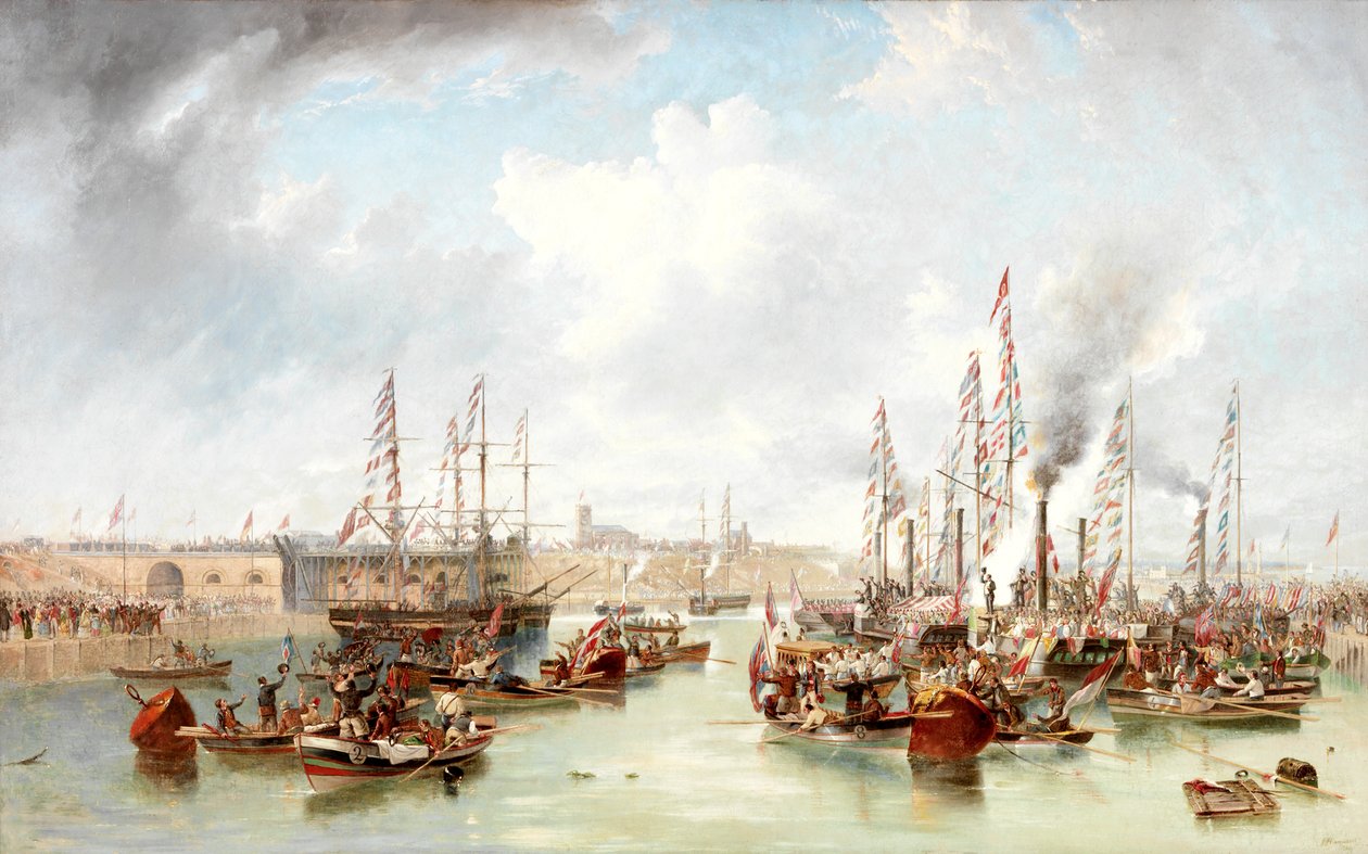 A sunderlandi déli dokkok megnyitása, 1850. június 20. alkotó: John Wilson Carmichael