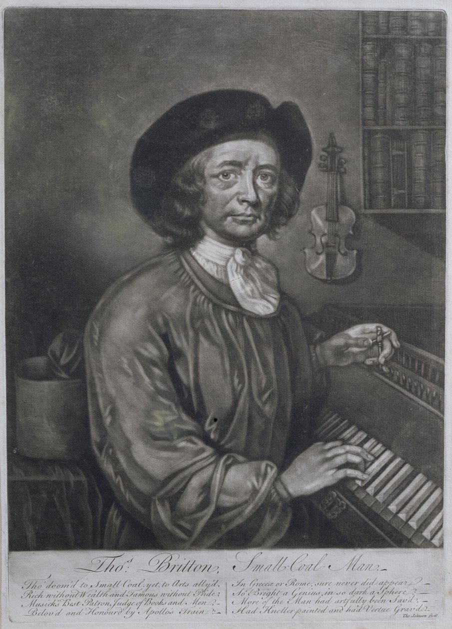 Thomas Britton (1644-1714), a kis szén ember, Thomas Johnson metszet alkotó: John Wollaston