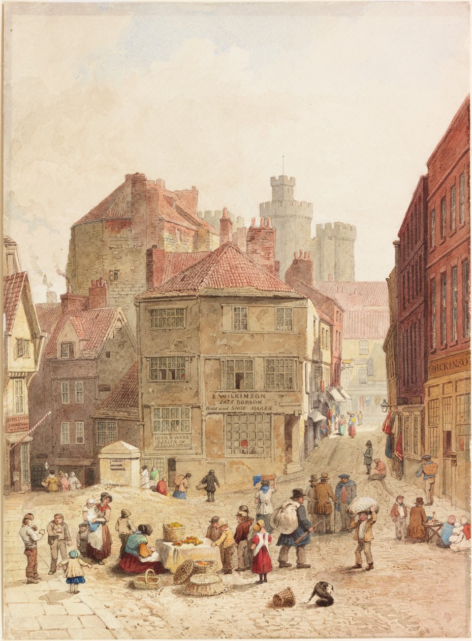 A kastély, Newcastle upon Tyne, északnyugatról (akvarell papíron) alkotó: John Wykeham Archer