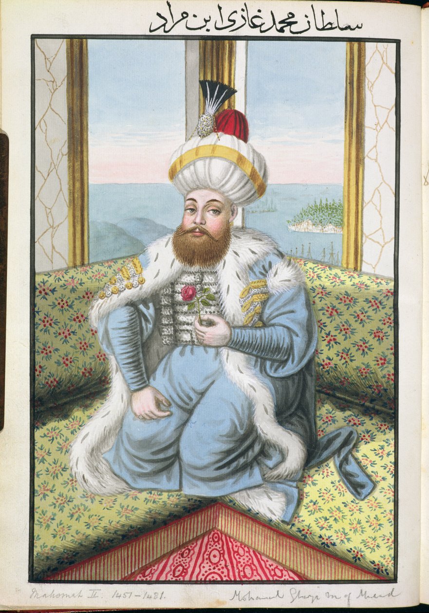 II. Mehmed (1432-81) "Fatih", a hódító, a "A Series of Portraits of the Emperors of Turkey" című sorozatból, 1808. alkotó: John Young