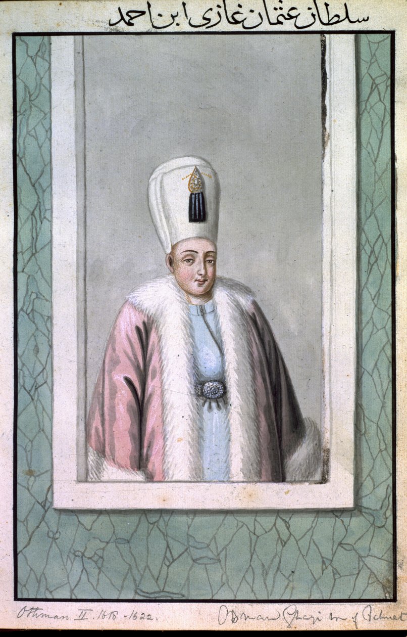 Othman (Osman) II (1603-22) szultán 1618-22, a "A Series of Portraits of the Emperors of Turkey" (A török császárok portréi) című sorozatból, 1808. alkotó: John Young