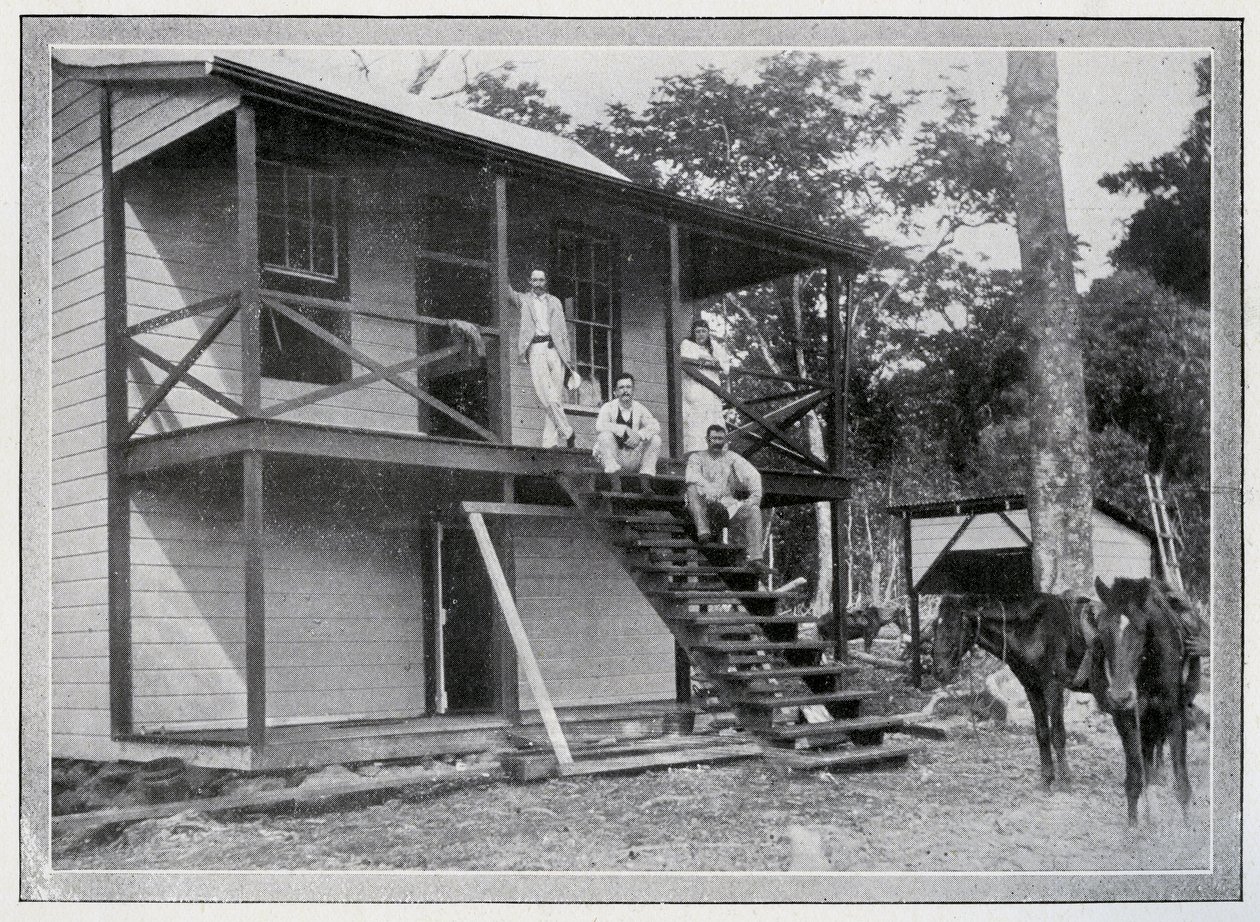 Robert Louis Stevenson és felesége, Fanny, házuk verandáján Vailimában, Szamoán, 1892 körül. alkotó: John of Apia Davis
