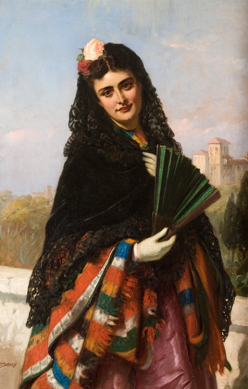Spanyol hölgy legyezővel alkotó: John Bagnold Burgess