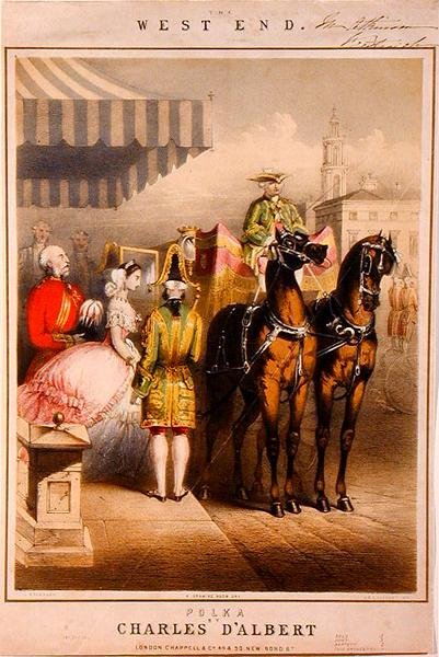 A Drawing Room Day, a „West End Polka” zenei borítója, M & N Hanhart metszete, 1860 körül (színes litó) alkotó: John (after) Brandard