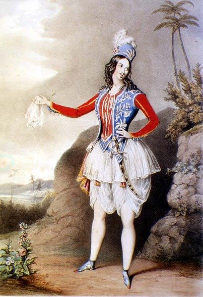 Louisa Fairbrother mint Abdallah a "The Forty Thieves" extravagáns filmben alkotó: John (after) Brandard