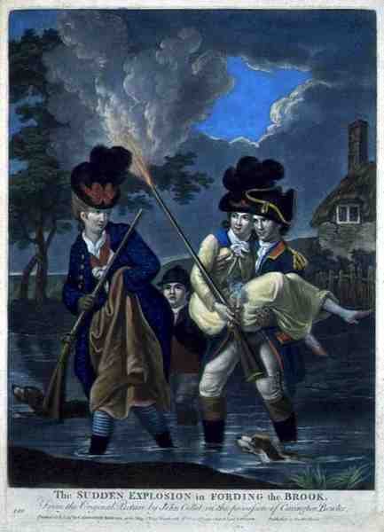 Egy hirtelen robbanás a patak partján, kiadó: Carington Bowles (1744-93) (metszetmetszet) alkotó: John (after) Collet