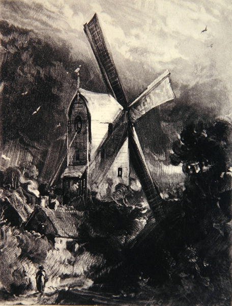 Malom Brighton közelében, metszett: David Lucas (1802-81), 1830 körül (mezzotint, szárazhús és tinta papíron) alkotó: John (after) Constable