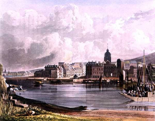 Elbeuf, a "Szajna-parti kilátások"-ból, Daniel Havell (1785-1826) metszete, kiadta R. Ackermann (1764-1834) 1821 (színes litográfia). alkotó: John (after) Gendall