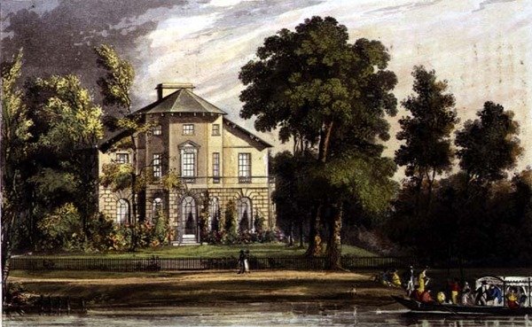 Palmerné villája, Richmond, Ackermann „Művészetek Tárából” alkotó: John (after) Gendall