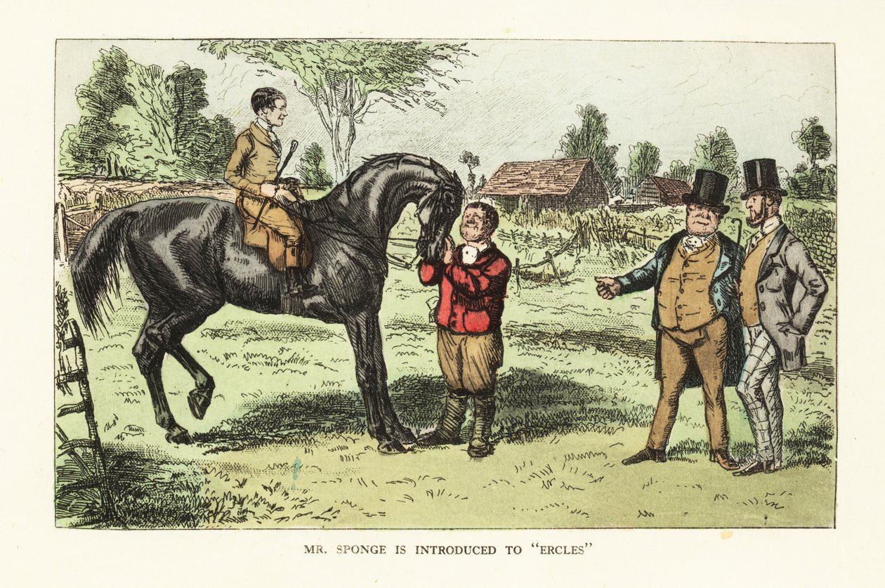 Két angol úriember egy lovat értékel a karámban alkotó: John (after) Leech
