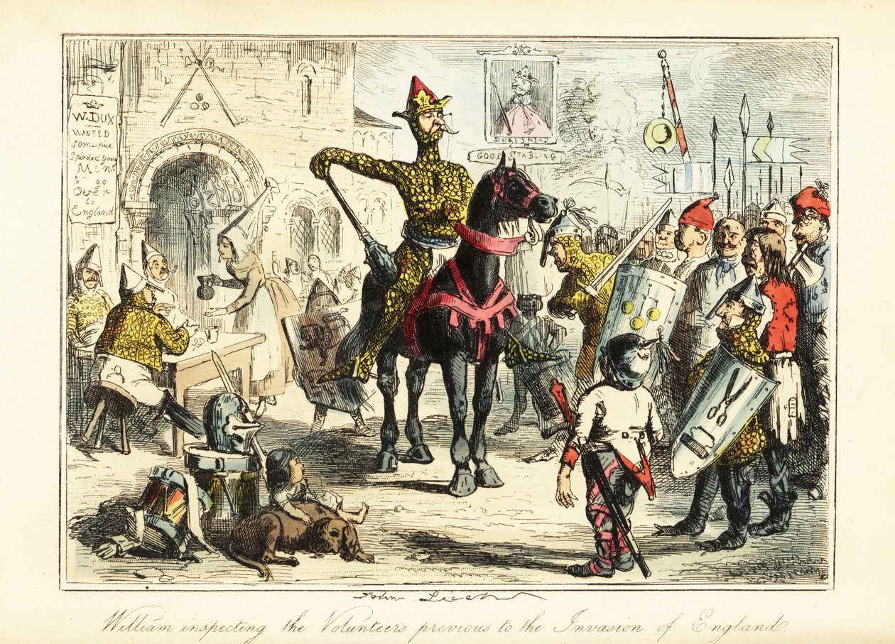 Hódító Vilmos a normannok rongyos seregével 1066-ban alkotó: John (after) Leech