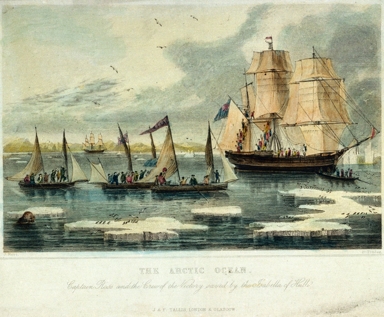 A sarkvidéki óceán Ross kapitány és a Victory legénysége, akiket a Hull "Isabella" mentett meg. alkotó: John (after) Ross
