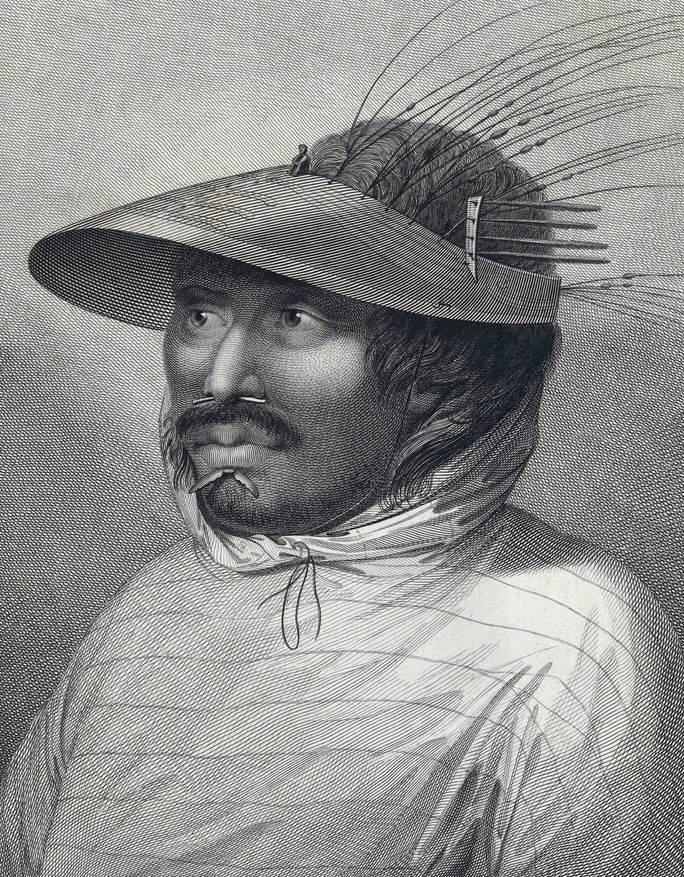 Oonalashka (vagy Unalaska, Alaszka, Egyesült Államok) férfi portréja. William Sharp () 18. század végi metszete John Webber (1751-1793) után. alkotó: John (after) Webber