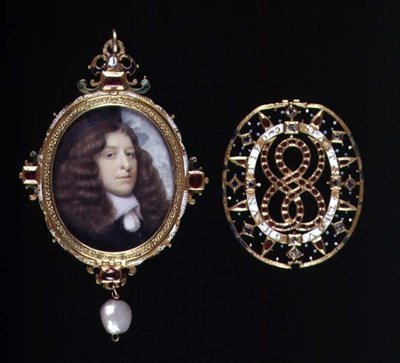 No.3863 Egy ismeretlen férfi miniatűrje, arany és ékköves keretben és borítóban, 1660 körül (vellum) alkotó: John (attr. to) Hoskins